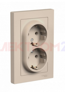 ATLASDESIGN РОЗЕТКА двойная с заземлением без шторок, 16А, в сборе, ПЕСОЧНЫЙ ATLASDESIGN РОЗЕТКА двойная с заземлением без шторок, 16А, в сборе, ПЕСОЧНЫЙ