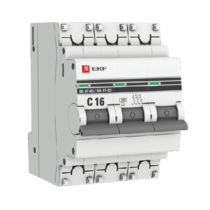 Автоматический выключатель 3P 16А (C) 4,5kA ВА 47-63 EKF PROxima