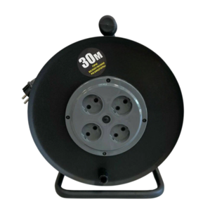 Удлинитель на катушке бытовой в сборе 4 гнезда /без заземления ,кабель кг 2х2.5мм - 30 метров. 