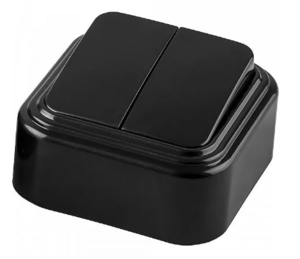 Выключатель 2-кл. О/У черный  (VA 56-232-Ч)