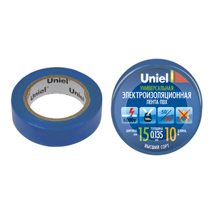 UIT-135P 10/15/01 BLU Изоляционная лента Uniel 10 м, 15 мм, 0,135 мм, 1шт, цвет Синий