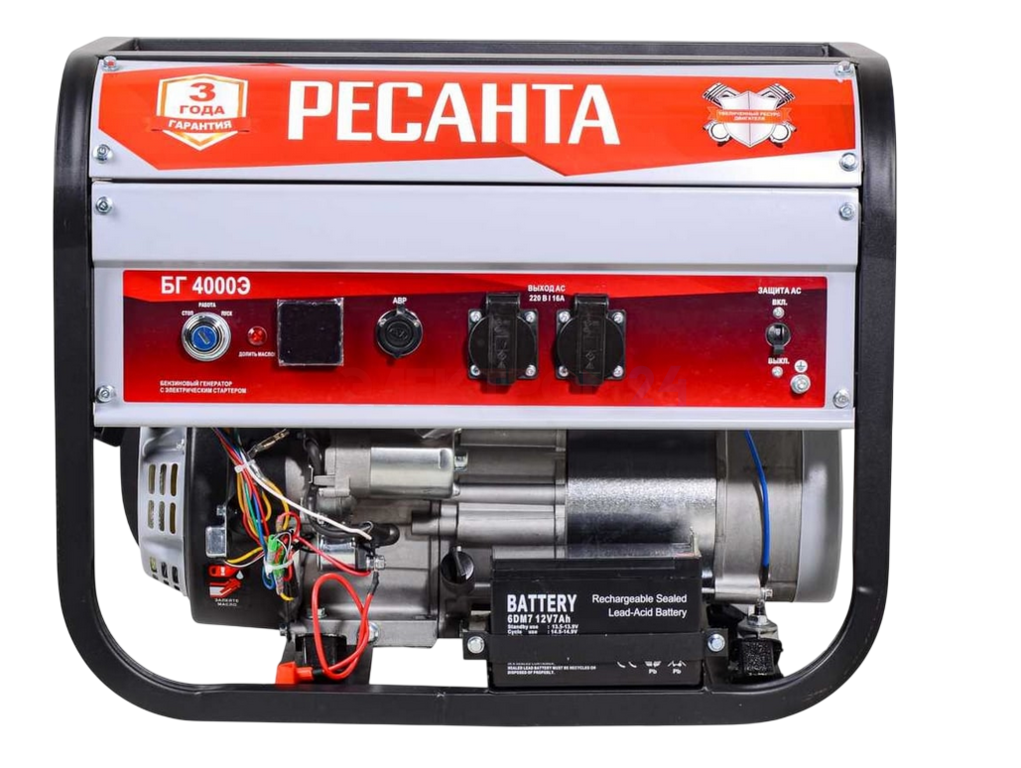Электрогенератор Ресанта БГ 4000 Р ,АИ-92, 3 кВт(макс 3.3кВт), 220 В Электрогенератор Ресанта БГ 4000 Р ,АИ-92, 3 кВт(макс 3.3кВт), 220 В