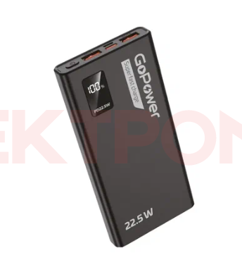 Внешний аккумулятор (Powerbank) GoPower PB03-10 10000mAh 3.0A 22.5W 2USB/Type-C черный Внешний аккумулятор (Powerbank) GoPower PB03-10 10000mAh 3.0A 22.5W 2USB/Type-C черный