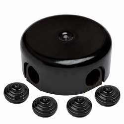 Распределительная коробка 78 мм, пластик, цвет Черный (4 кабельных ввода в комплекте) Лизетта