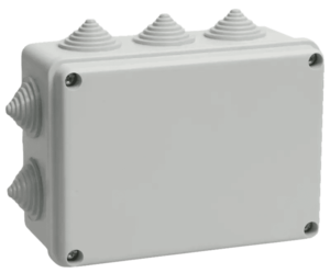Коробка распаячная КМ41242 для открытой проводки 150х110х70мм IP55 10 гермовводов серая IEK